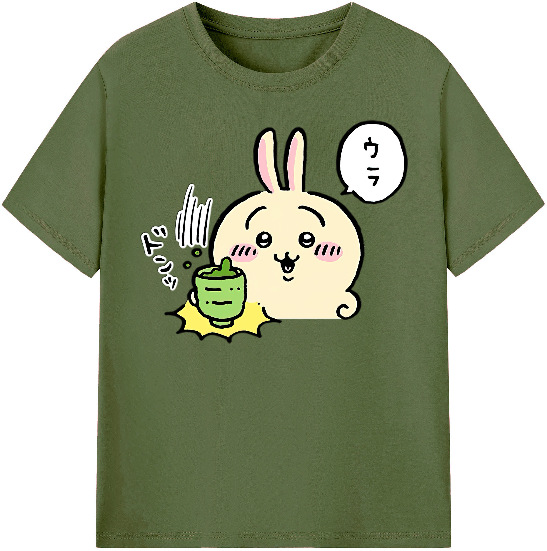 （画像用） ちいかわ うさぎ Chii-kawa usagi 綿100％半袖Tシャツ（フロントプリント）